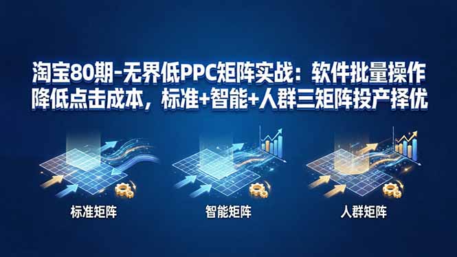 淘宝80期-无界低PPC矩阵实战：软件批量操作降低点击成本，标准+智能+人群三矩阵投产择优-shxbox省心宝盒