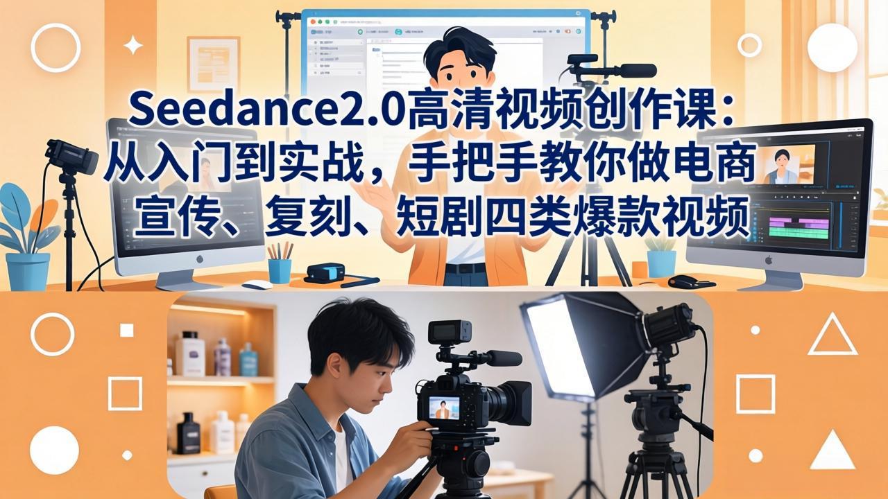Seedance2.0高清视频创作课：从入门到实战，手把手教你做电商、宣传、复刻、短剧四类爆款视频-shxbox省心宝盒