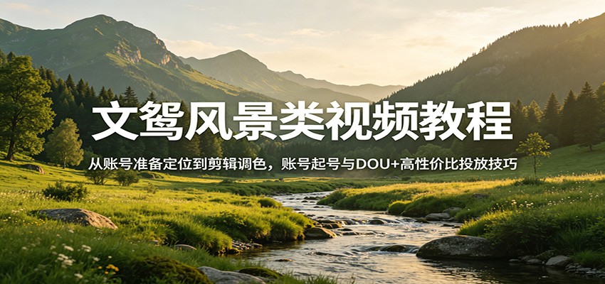 文鸳风景类视频教程：从账号准备定位到剪辑调色，账号起号与DOU+高性价比投放技巧-shxbox省心宝盒