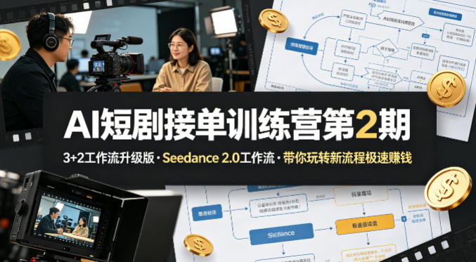 AI短剧接单训练营第2期，3+2工作流升级版，Seedance 2.0工作流，带你玩转新流程极速賺钱-shxbox省心宝盒