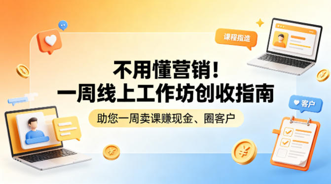 不用懂营销！一周线上工作坊创收指南，助您一周卖课賺现金、圈客户-shxbox省心宝盒