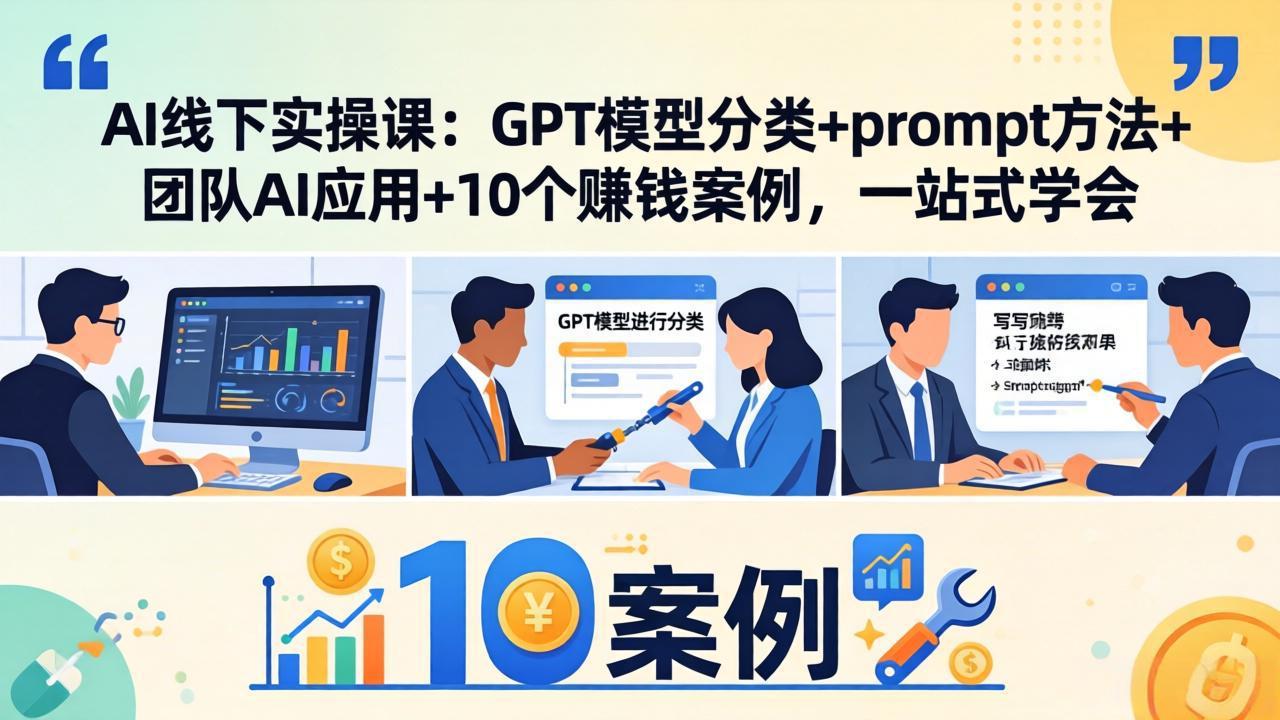 AI线下实操课：GPT模型分类+prompt方法+团队AI应用+10个赚钱案例，一站式学会-shxbox省心宝盒