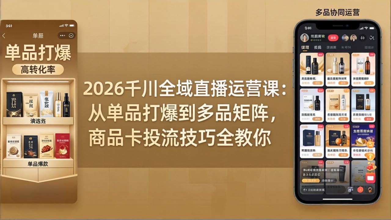 2026千川全域直播运营课：从单品打爆到多品矩阵，商品卡投流技巧全教你-shxbox省心宝盒