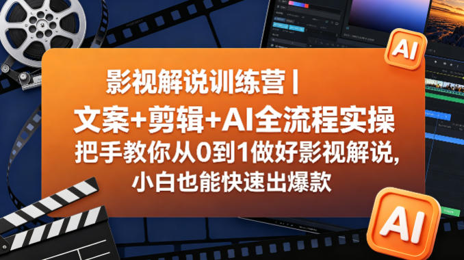 影视解说训练营｜文案+剪辑+AI全流程实操，把手教你从0到1做好影视解说，小白也能快速出爆款-shxbox省心宝盒