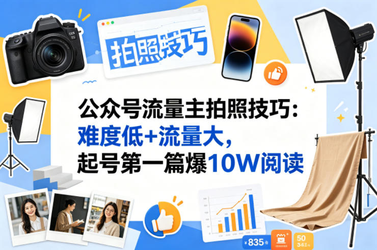 公众号流量主之拍照技巧赛道，难度低+流量大，起号第一篇就爆了10w阅读-shxbox省心宝盒