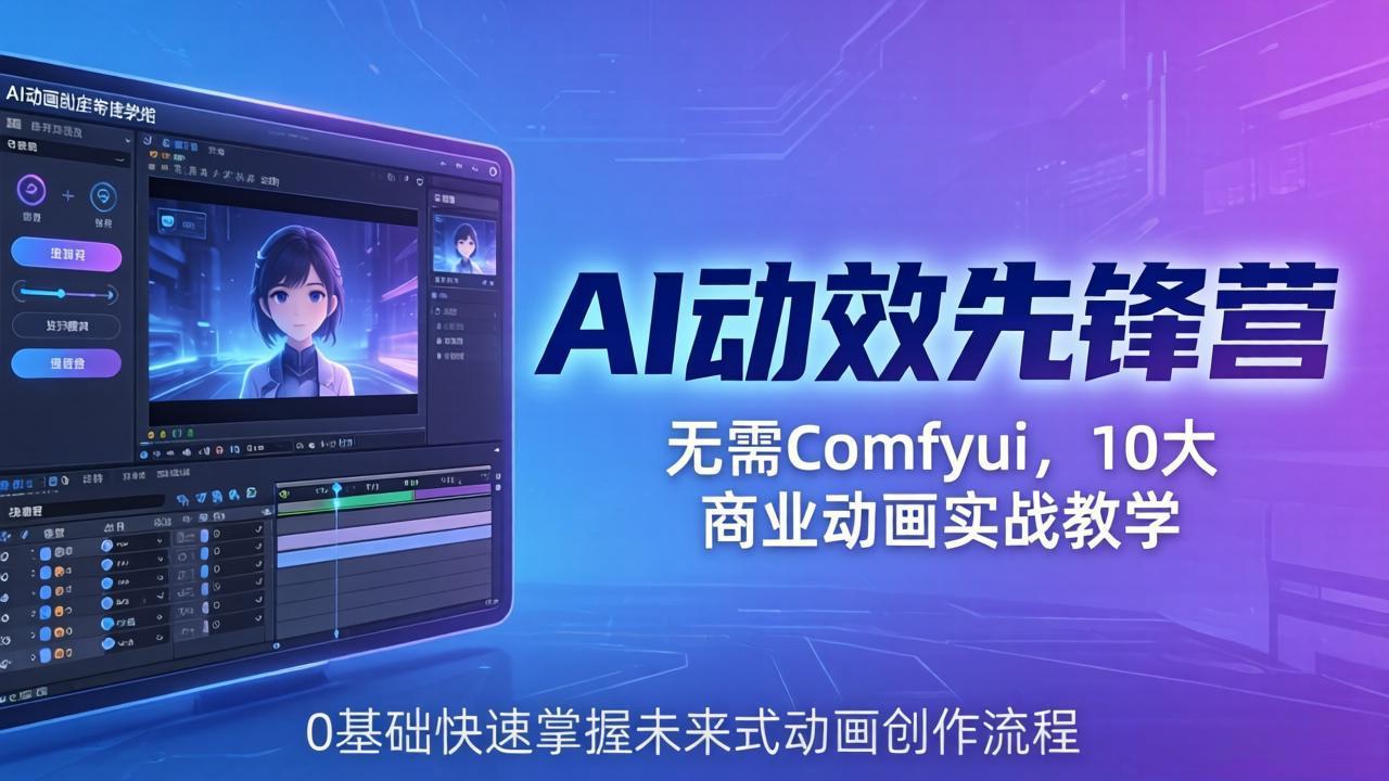 AI 动效先锋营：无需Comfyui，10大商业动画实战教学，0基础快速掌握未来式动画创作流程-shxbox省心宝盒