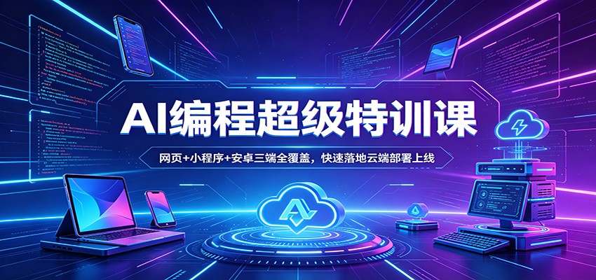 AI编程超级特训课：网页+小程序+安卓三端全覆盖，快速落地云端部署上线-shxbox省心宝盒