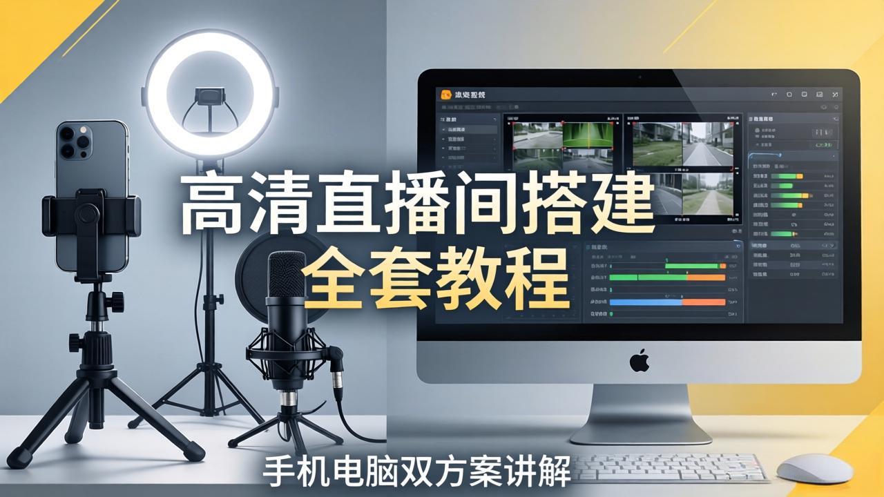 高清直播间搭建全套教程，手机电脑双方案讲解，设备选型调试多机位实操教学-shxbox省心宝盒