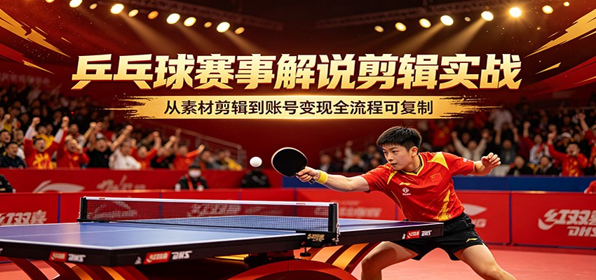 乒乓球赛事解说剪辑实战，从素材剪辑到账号变现全流程可复制-shxbox省心宝盒