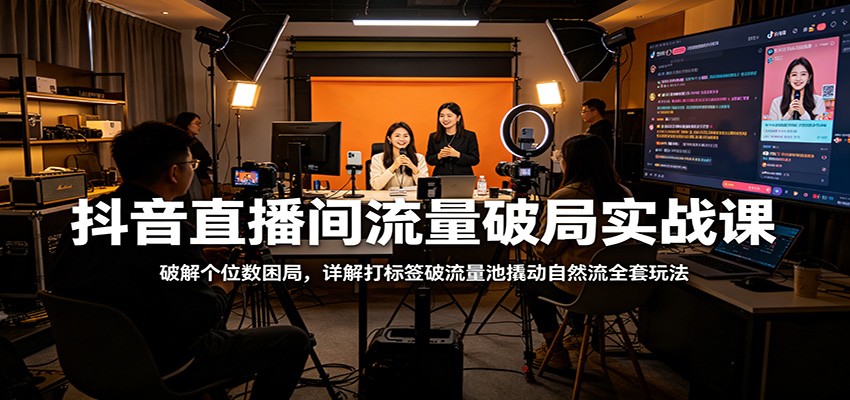 抖音直播间流量破局实战课：破解个位数困局，详解打标签破流量池撬动自然流全套玩法-shxbox省心宝盒