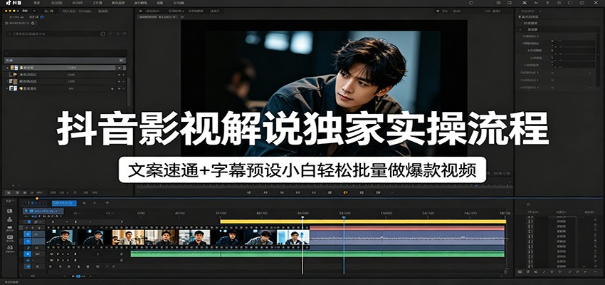 抖音影视解说独家实操流程，文案速通+字幕预设小白轻松批量做爆款视频-shxbox省心宝盒