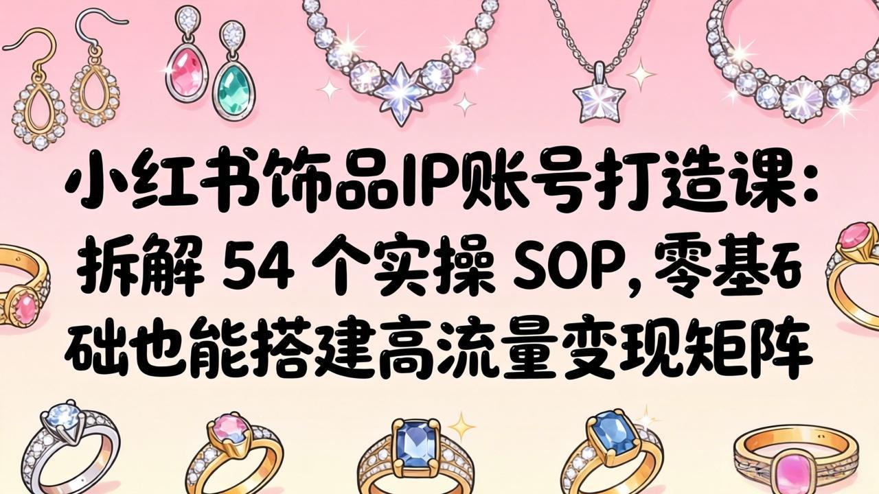 小红书饰品IP账号打造课：拆解 54 个实操 SOP，零基础也能搭建高流量变现矩阵-shxbox省心宝盒