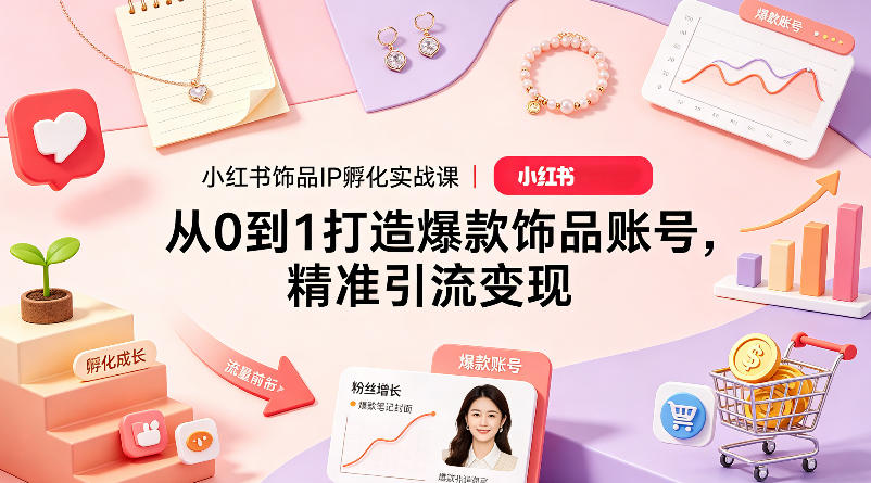 小红书饰品IP孵化实战课｜从0到1打造爆款饰品账号，精准引流变现-shxbox省心宝盒