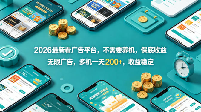 2026最新看广告平台，不需要养机，保底收益，无限广告，多机一天200+，收益稳定【揭秘】-shxbox省心宝盒