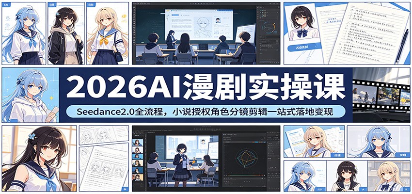 2026AI漫剧实操课：Seedance2.0全流程，小说授权角色分镜剪辑一站式落地变现-shxbox省心宝盒