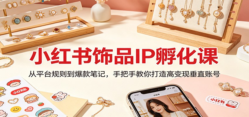 小红书饰品IP孵化课：从平台规则到爆款笔记，手把手教你打造高变现垂直账号-shxbox省心宝盒