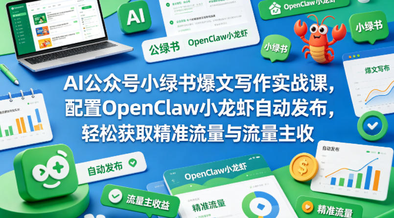 AI公众号小绿书爆文写作实战课，配置OpenClaw小龙虾自动发布，轻松获取精准流量与流量主收益-shxbox省心宝盒