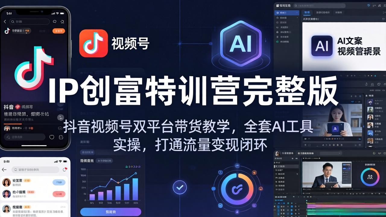 IP创富特训营完整版：抖音视频号双平台带货教学，全套AI工具实操，打通流量变现闭环-shxbox省心宝盒