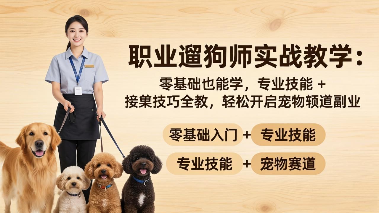 职业遛狗师实战教学：零基础也能学，专业技能 + 接单技巧全教，轻松开启宠物赛道副业-shxbox省心宝盒