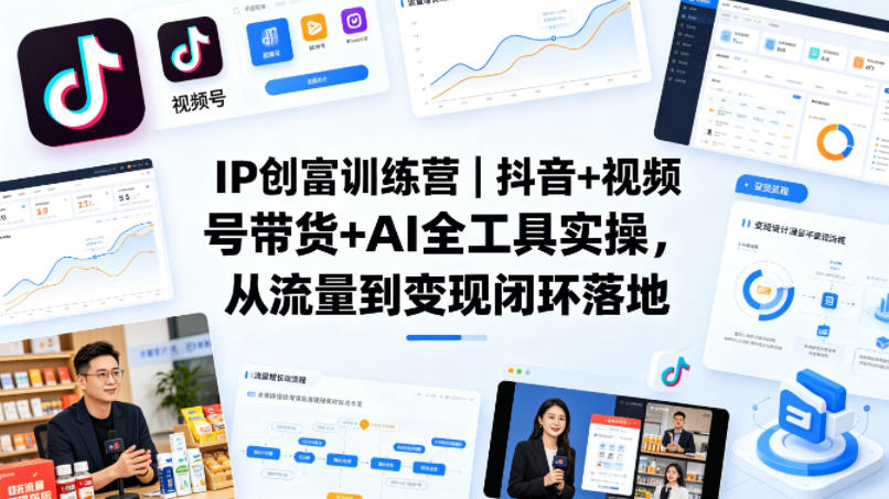 IP创富训练营｜抖音+视频号带货+AI全工具实操，从流量到变现闭环落地-shxbox省心宝盒