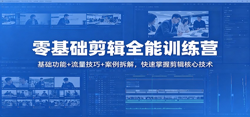 零基础剪辑全能训练营：基础功能+流量技巧+案例拆解，快速掌握剪辑核心技术-shxbox省心宝盒