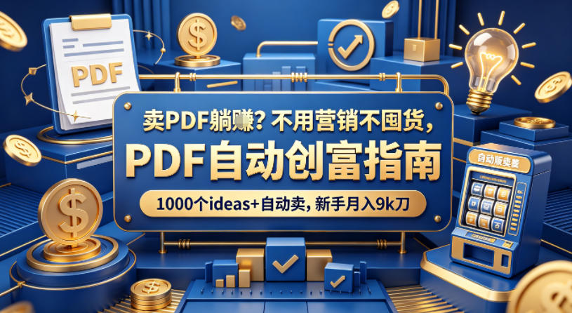 卖PDF躺賺？不用营销不囤货，PDF自动创富指南，1000个ideas+自动卖，新手月入9k刀【原创双语字幕】-shxbox省心宝盒