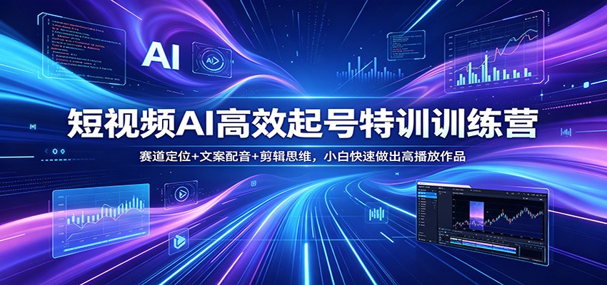 短视频AI高效起号特训训练营：赛道定位+文案配音+剪辑思维，小白快速做出高播放作品-shxbox省心宝盒