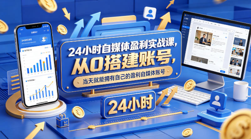 24小时自媒体盈利实战课，从0搭建账号，当天就能拥有自己的盈利自媒体账号-shxbox省心宝盒