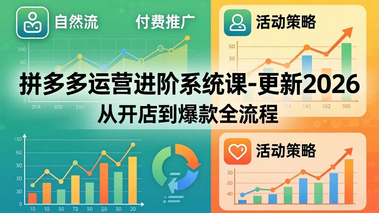 拼多多运营进阶系统课-更新2026：从开店到爆款全流程，自然流+付费推广+活动策略-shxbox省心宝盒