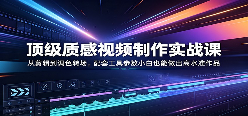 顶级质感视频制作实战课：从剪辑到调色转场，配套工具参数小白也能做出高水准作品-shxbox省心宝盒