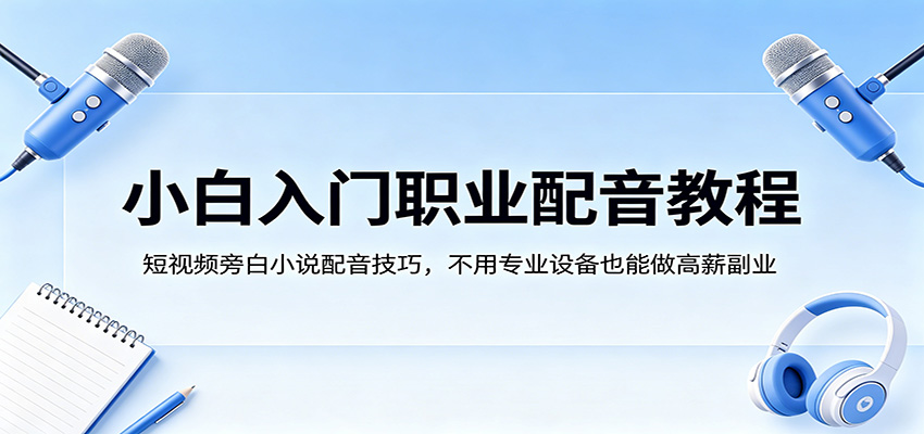 小白入门职业配音教程，短视频旁白小说配音技巧，不用专业设备也能做高薪副业-shxbox省心宝盒