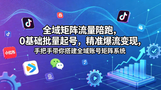 全域矩阵流量陪跑，0基础批量起号，精准爆流变现，手把手带你搭建全域账号矩阵系统-shxbox省心宝盒