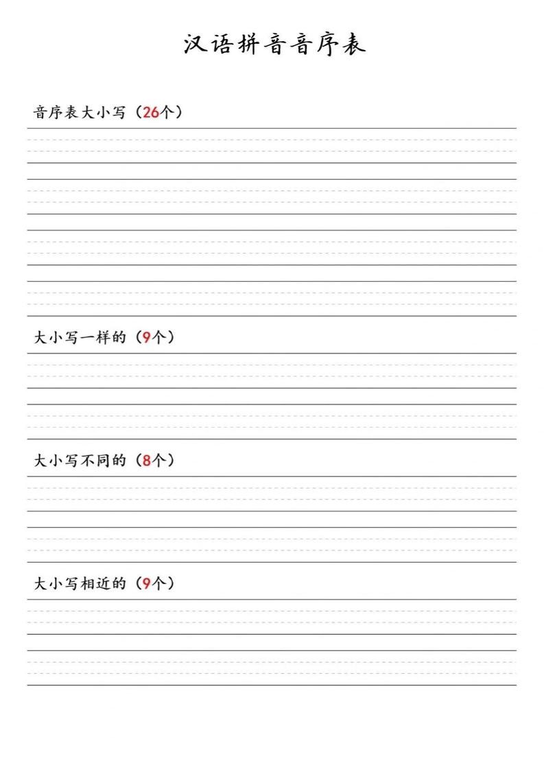 一年级下语文汉语拼音音序表-shxbox省心宝盒