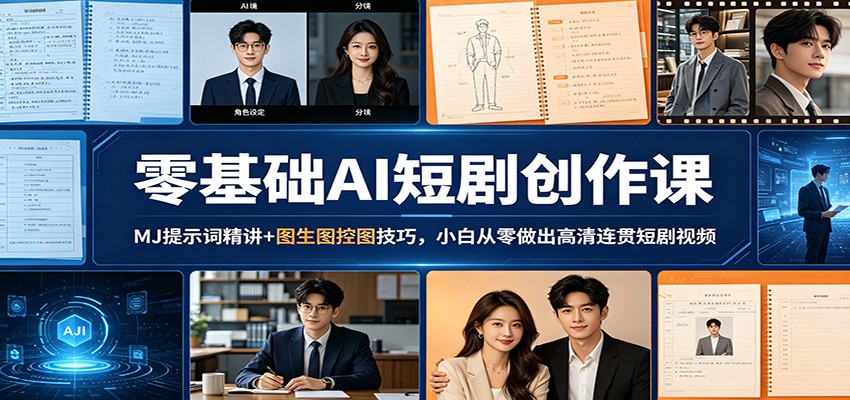 零基础AI短剧创作课：MJ提示词精讲+图生图控图技巧，小白从零做出高清连贯短剧视频-shxbox省心宝盒