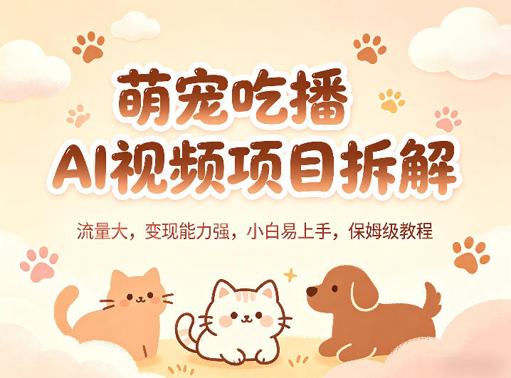 萌宠吃播AI视频项目拆解，流量大，变现能力强，小白易上手，保姆级教程-shxbox省心宝盒
