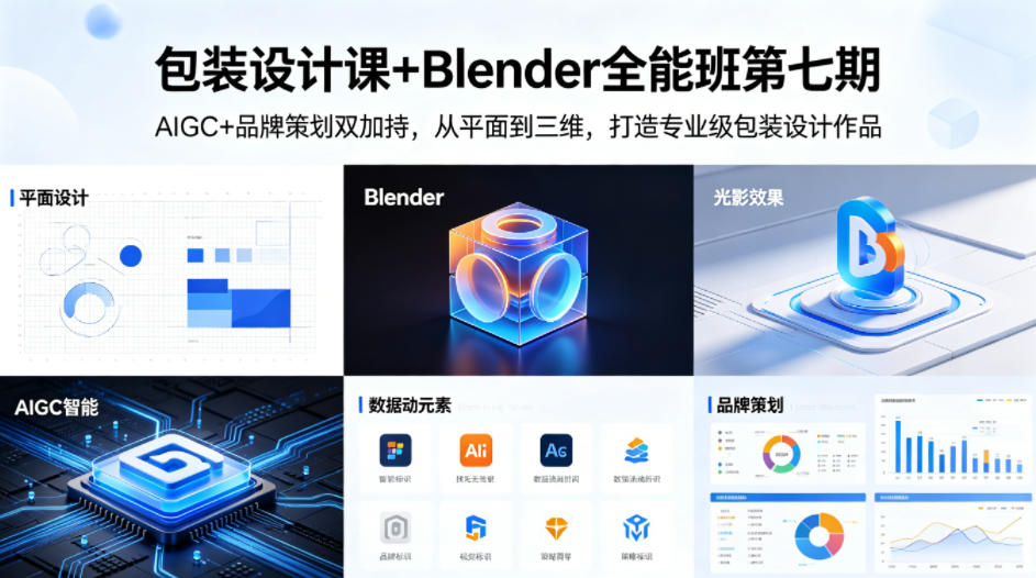 包装设计课+Blender全能班第七期，AIGC+品牌策划双加持，从平面到三维，打造专业级包装设计作品-shxbox省心宝盒