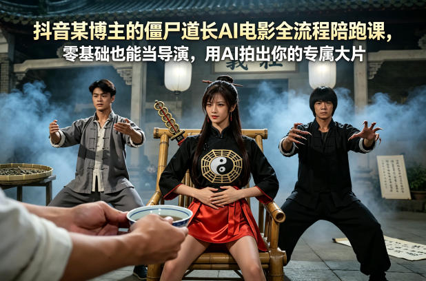 抖音某博主的僵尸道长AI电影全流程陪跑课，零基础也能当导演，用AI拍出你的专属大片-shxbox省心宝盒