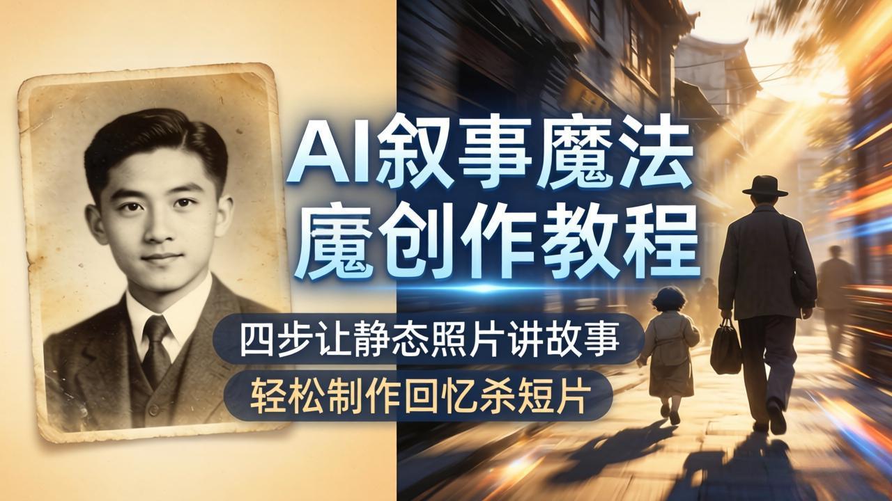AI叙事魔法创作教程，四步让静态照片讲故事，老照片修复加动态特效，轻松制作回忆杀短片-shxbox省心宝盒