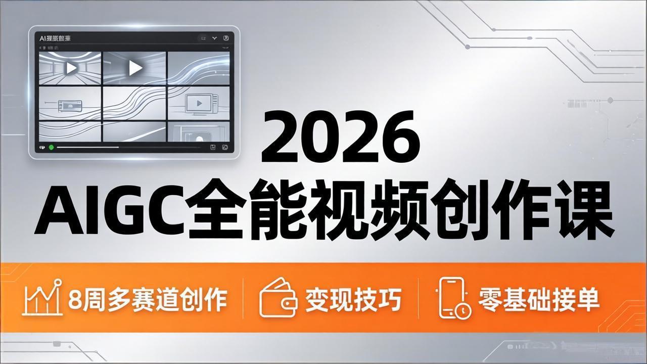 2026AIGC全能视频创作课，8周吃透多赛道创作+变现，零基础也能高效出片接单-shxbox省心宝盒