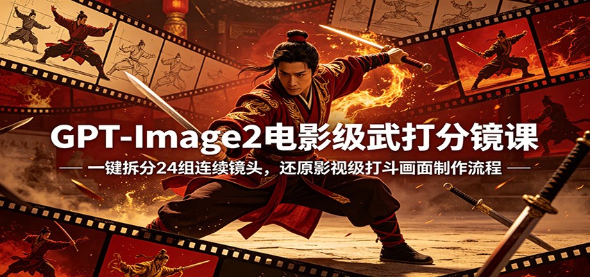 GPT-Image2电影级武打分镜课：一键拆分24组连续镜头，还原影视级打斗画面制作流程-shxbox省心宝盒