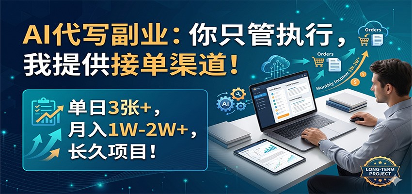 AI代写副业：你只管执行，我提供接单渠道！单日3张+，月入1W-2W+，长久项目-shxbox省心宝盒