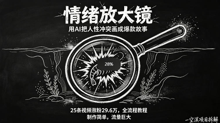 AI制作“情绪放大镜“视频，25条视频涨粉29.6W粉，流量巨大，制作简单，全流程教程-shxbox省心宝盒
