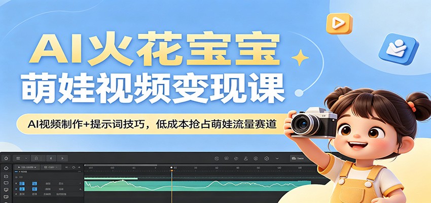 AI火花宝宝萌娃视频变现课：AI视频制作+提示词技巧，低成本抢占萌娃流量赛道-shxbox省心宝盒