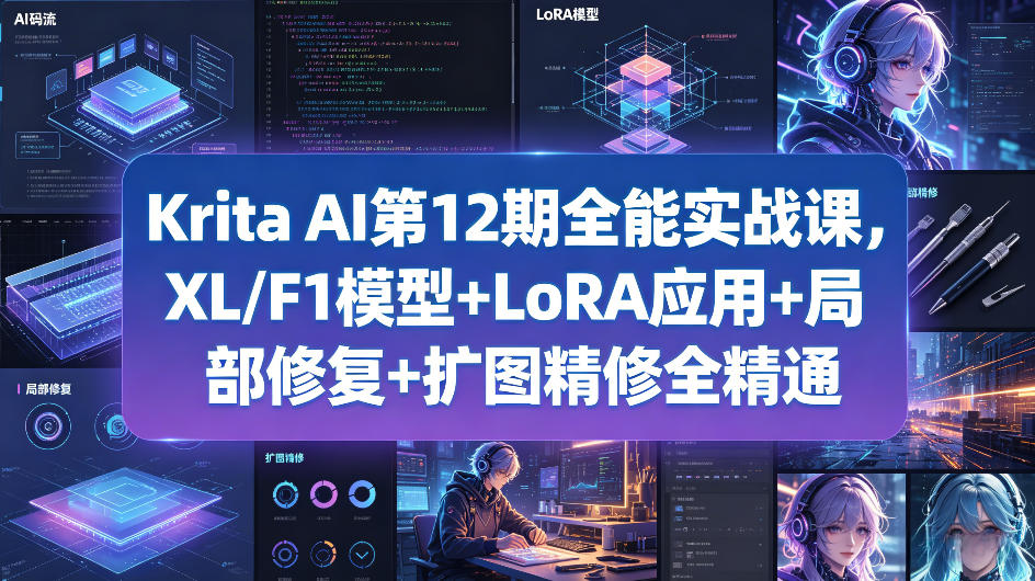 Krita AI第12期全能实战课，XL/F1模型+LoRA应用+局部修复+扩图精修全精通-shxbox省心宝盒
