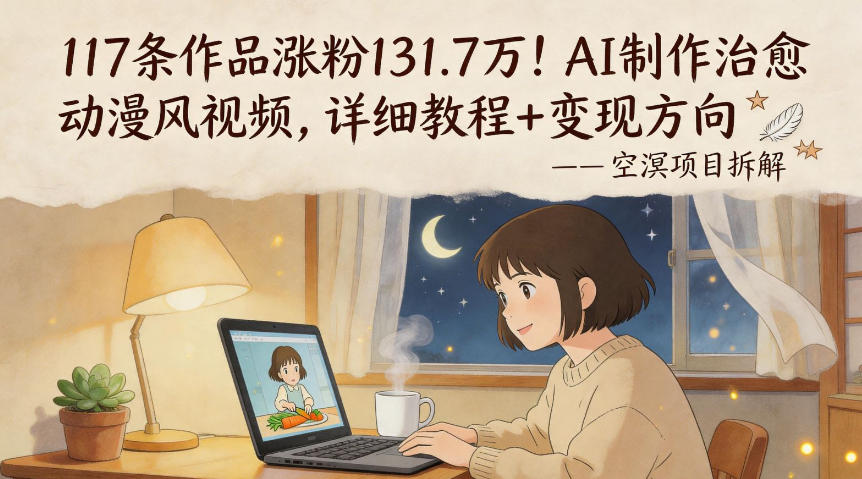 117条作品涨粉131.7W！AI制作治愈动漫风视频，详细教程+变现方向-shxbox省心宝盒