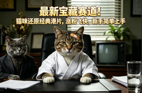 最新宝藏赛道！猫咪还原经典港片，涨粉飞快，新手简单上手-shxbox省心宝盒
