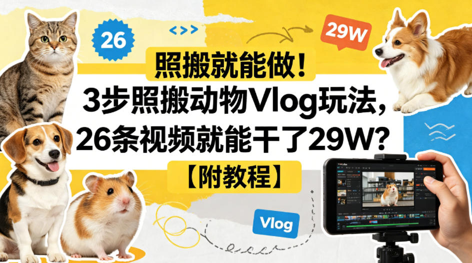 照搬就能做！3步照搬动物Vlog玩法，26条视频就能干了29W？【附教程】【赠coze一键生成工作流】-shxbox省心宝盒