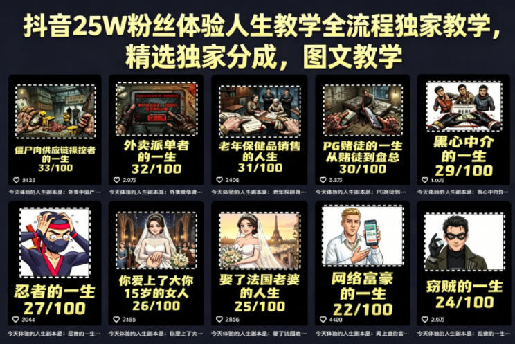 抖音25W粉丝体验人生教学全流程独家教学，精选独家分成，图文教学-shxbox省心宝盒
