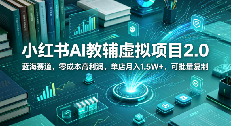小红书AI教辅虚拟项目2.0，蓝海赛道，零成本高利润，单店月入1.5W+，可批量复制-shxbox省心宝盒