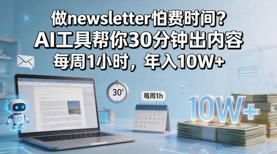 做newsletter怕费时间？AI工具帮你30分钟出内容，每周1小时，年入10W+！【原创双语字幕】-shxbox省心宝盒